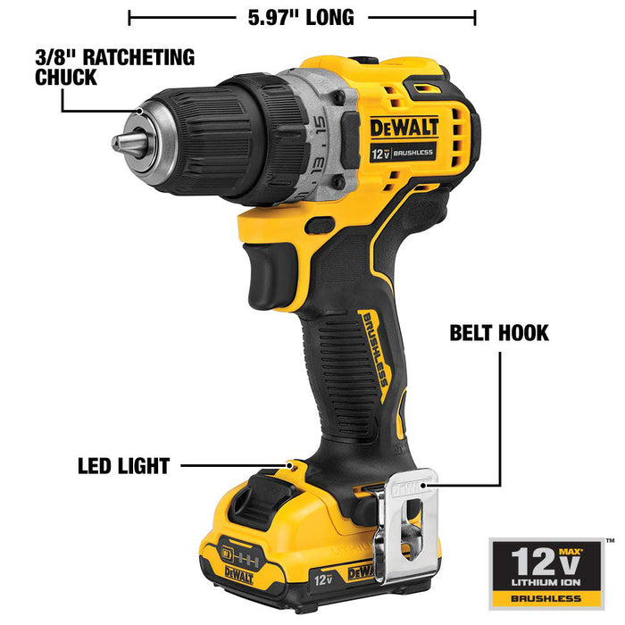 DeWalt DCK221F2 XTREME 12V MAX Brushless Cordless Drill & Impact Driver Kit - 3