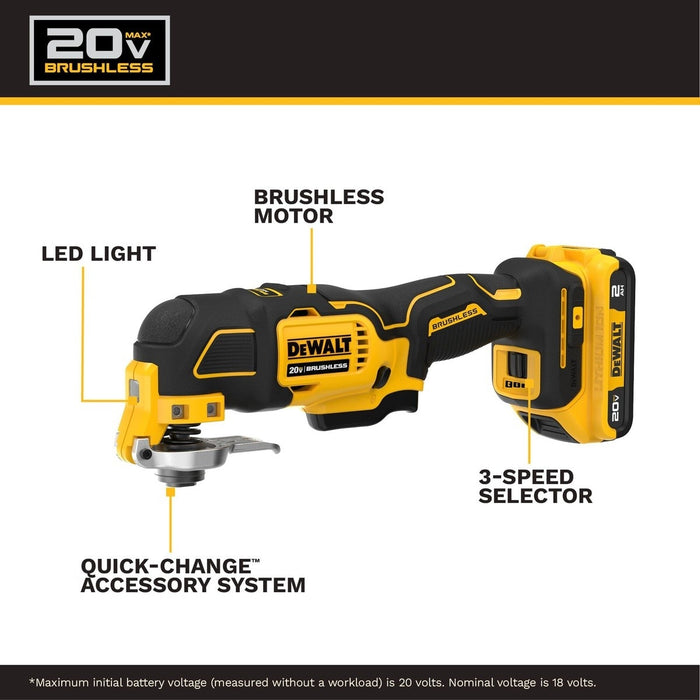 DeWalt DCS356D1 20V MAX XR Brushless Cordless Oscillating Multi-Tool Kit - 4