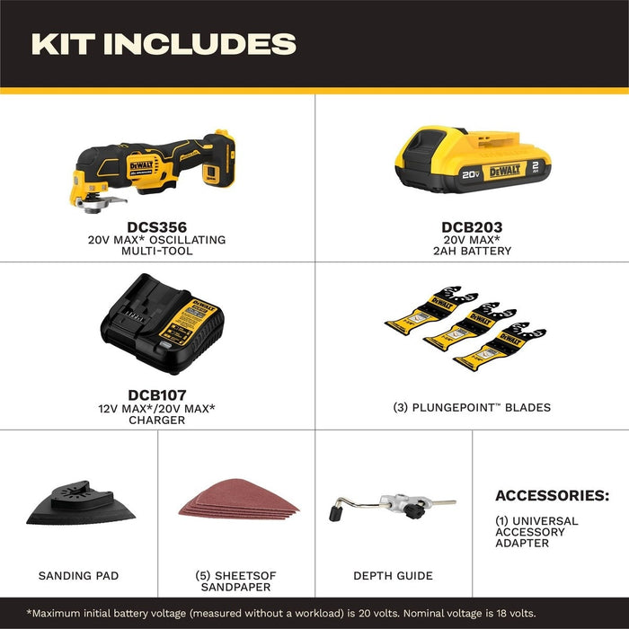 DeWalt DCS356D1 20V MAX XR Brushless Cordless Oscillating Multi-Tool Kit - 5
