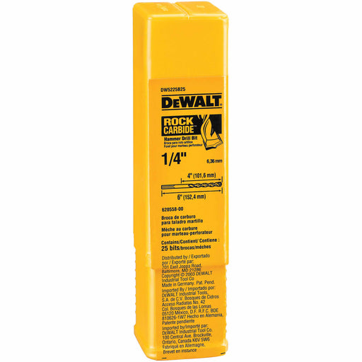 DeWalt DW5225B25 DeWalt 1/4" x 6" Drill Bit Premium Percussion (Bulk 25)