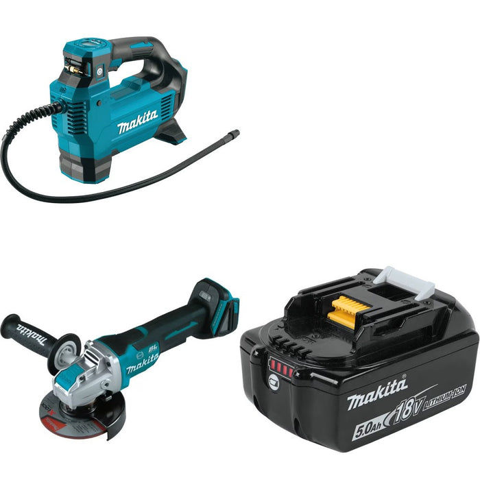 Makita DMP181ZX Inflator Kit W/ XAG26Z X-LOCK Grinder and FREE BL1850B Battery