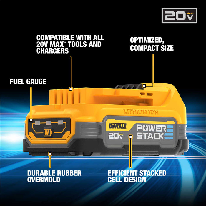 DeWalt DCBP034C 20V MAX Starter Kit with Powerstack Compact Battery and Charger - 9