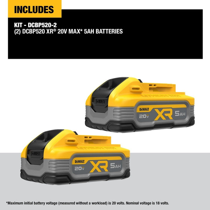DeWalt DCBP520-2 20V Max PowerStack 5Ah Battery 2-Pack - 7
