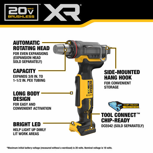 DeWalt DCE410B 20V MAX* XR 1-1/2" PEX Expander (Tool Only) - 2