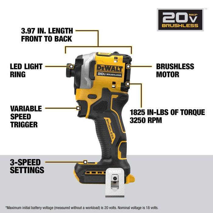 DeWalt DCK200D1P1 20V MAX 2-Tool Hammer Drill/Impact Combo Kit - 3