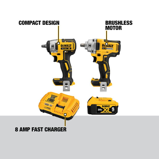 DeWalt DCK205P1 20V Max Cordless Impact Wrench 2-Tool Combo Kit - 2