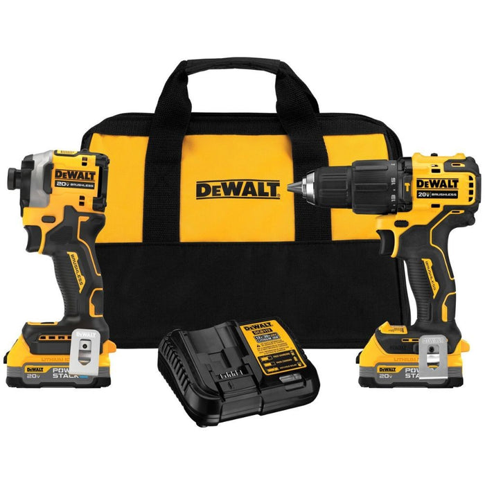 DEWALT DCK254E2 ATOMIC™ 20V MAX* Brushless Hammer Drill and Impact Driver Combo Kit with DEWALT POWERSTACK™ Compact Batteries