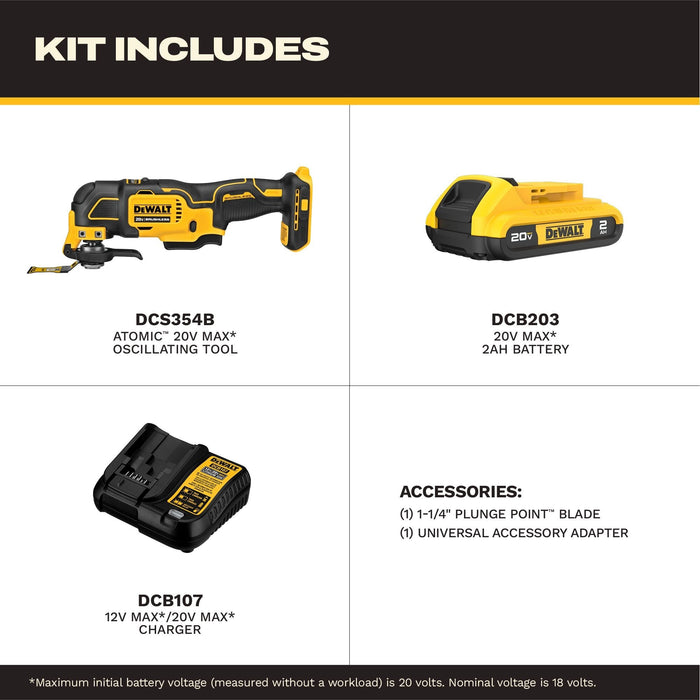 DeWalt DCS354D1 20V MAX Brushless Cordless Oscillating Multi-Tool, Kit - 2