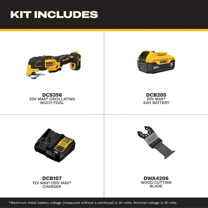 DeWalt DCS356P1 20V MAX 3-Speed Brushless Oscillating Multi-Tool Kit with 5Ah Battery - 3