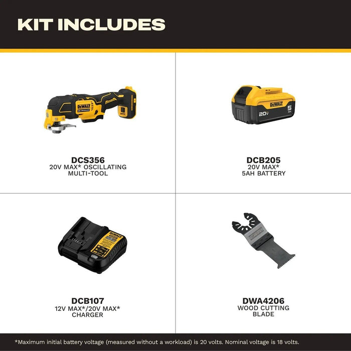 DeWalt DCS356P1 20V MAX 3-Speed Brushless Oscillating Multi-Tool Kit with 5Ah Battery - 3