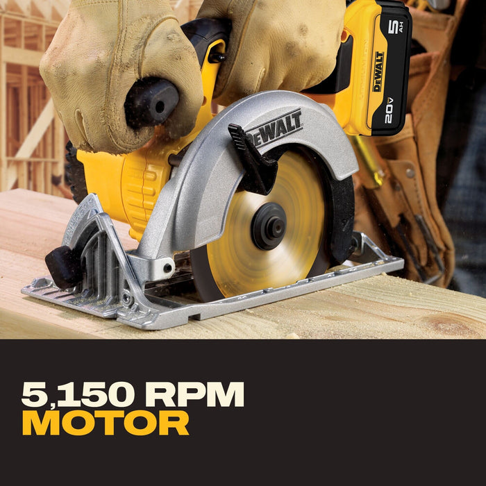 DeWalt DCS391P1 20V Max Li Ion 6-1/2" Circular Saw Kit (5.0 Ah) 5/8"Arbor - 8