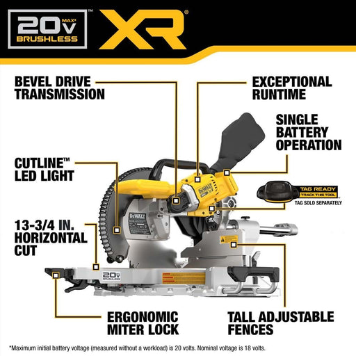 DeWalt DCS785B 20V MAX* XR 12" Double Bevel Sliding Miter Saw (Tool Only) - 2