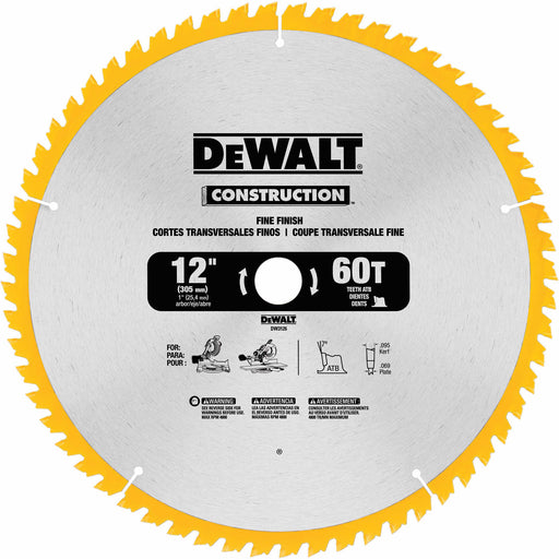 DeWalt DW3126 Series 20 12" 60T Fine Finish Saw Blade