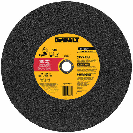 DeWalt DW8001 14" x 7/64" x 1" General Purpose Chop Saw Wheel