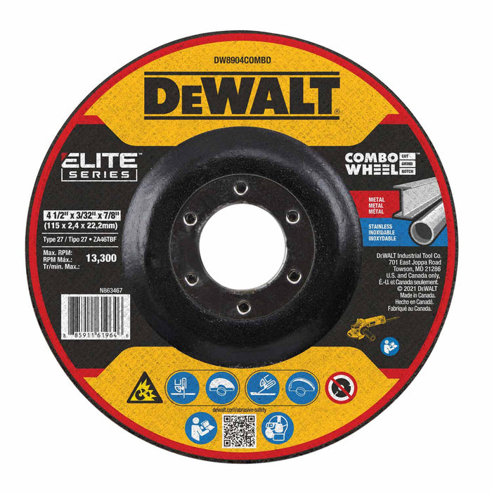 DeWalt DW8904COMBO Elite Series 4-1/2 x 3/32 x 7/8 XP T27 Cut & Notch