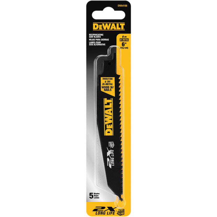 DeWalt DWA4166 6" 6TPI 2X Reciprocating Saw Blade 5 Pack - 2