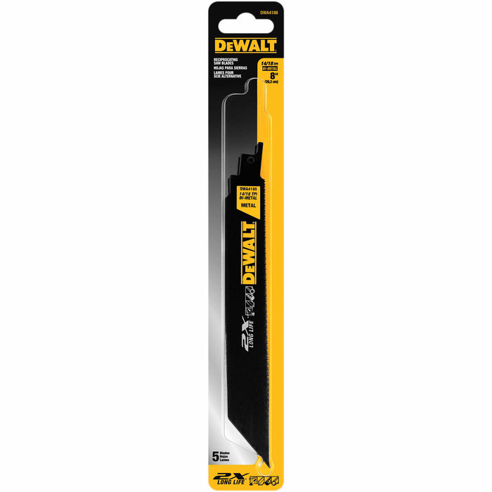 DeWalt DWA4188 8" 2X Premium Metal Cutting Reciprocating Blade (5 pack) - 4