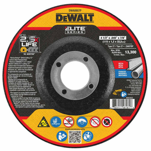 DeWalt DWA8957F Elite Series 4-1/2 x .045 x 7/8 XP T27 Cutting