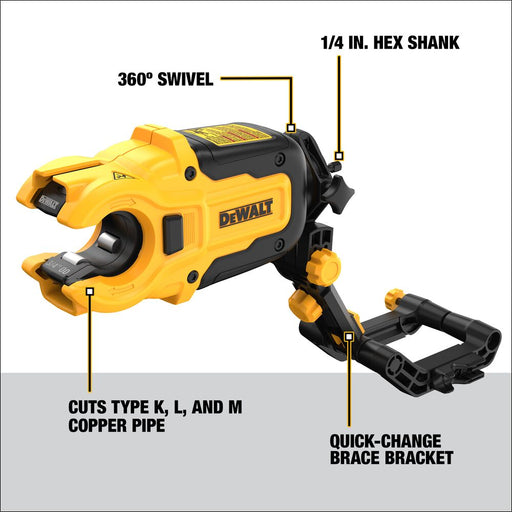 DeWalt DWACPRIR Impact Connect Copper Tubing Cutter with Brace Bracket - 2