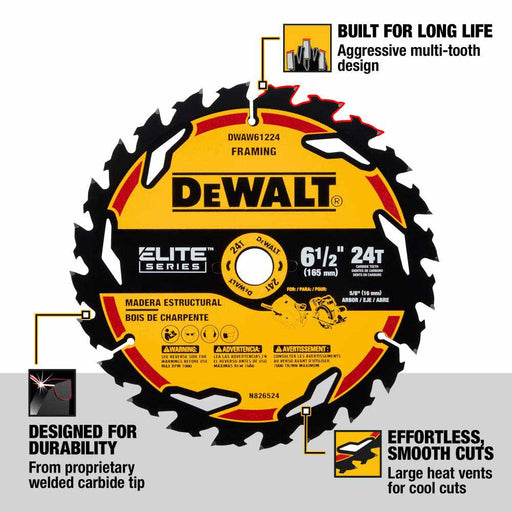 DeWalt DWAW61224 6-1/2" 24T Elite Series Saw Blade - 2