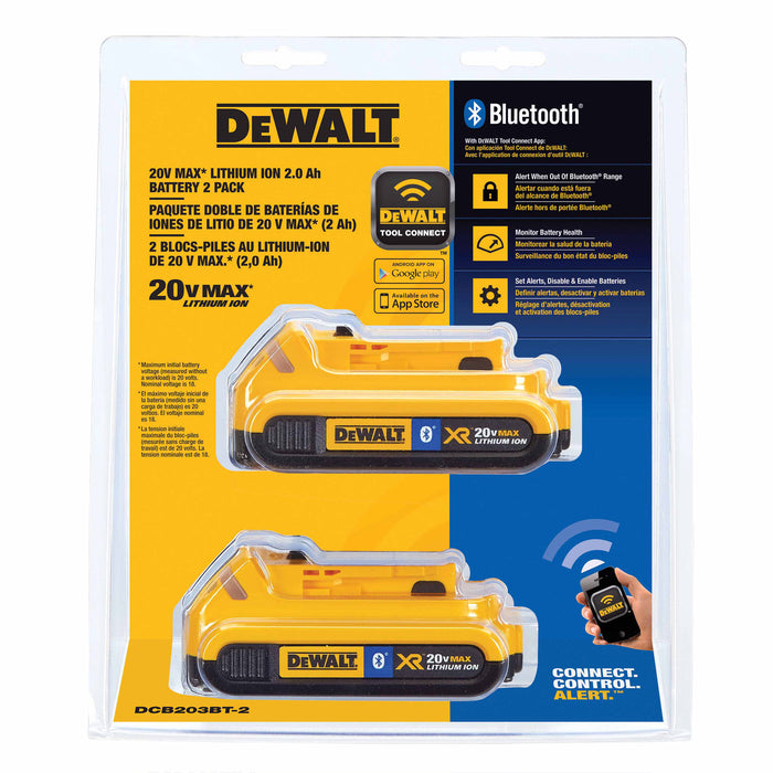 Dewalt DCB203BT-2 20V MAX XR 2.0 AH Li-Ion Bluetooth Battery 2 Pack - 2