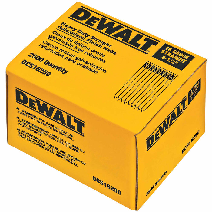 DeWalt DCS16250 2-1/2" 16 Gauge Heavy-Duty Straight Finish Nails - 3