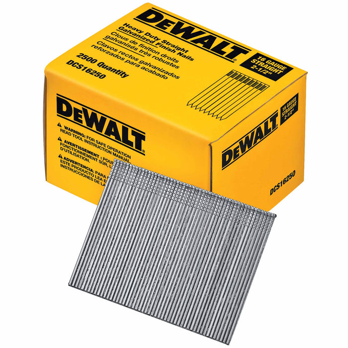 DeWalt DCS16250 2-1/2" 16 Gauge Heavy-Duty Straight Finish Nails - 5