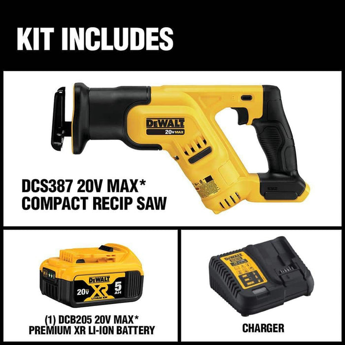 DeWalt DCS387P1 20V MAX Compact Reciprocating Saw Kit - 9