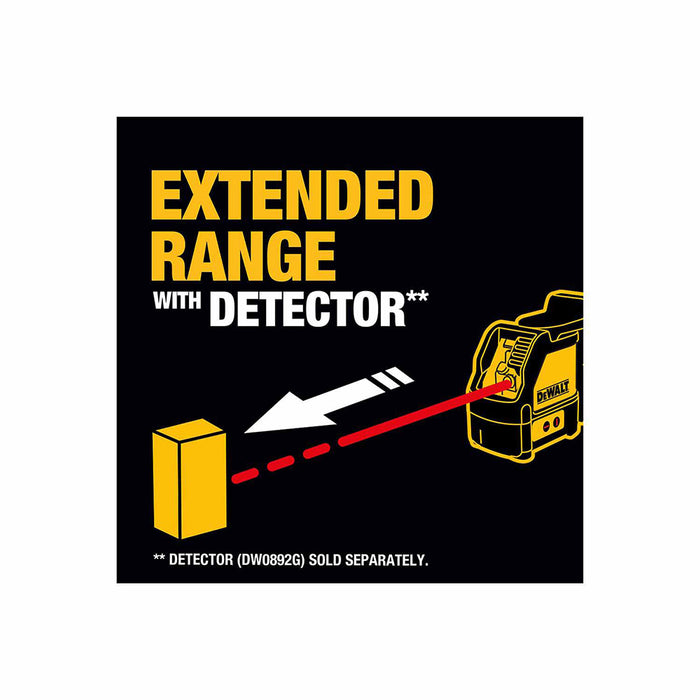 DeWalt DW088K Self Leveling Horizontal/Vertical RED Cross Line Laser Level DW088K-QU (USES 3 X AA) - 8