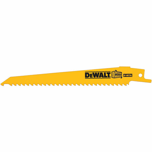 DeWalt DW4802B 6" 6 TPI Taper Back Bi-Metal Reciprocating Blade for General Purpose Wood Cut