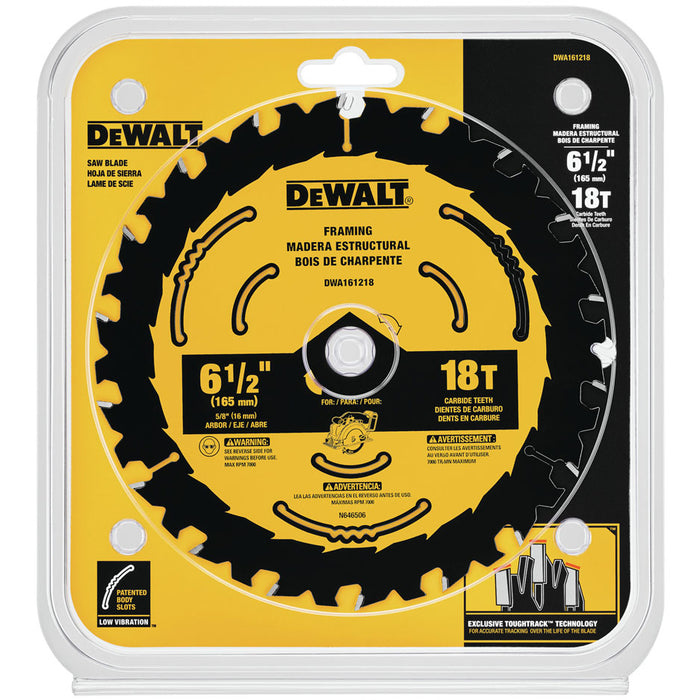 DeWalt DWA161218 6-1/2" 18T Small Diameter Circular Saw Blade Blister - 2