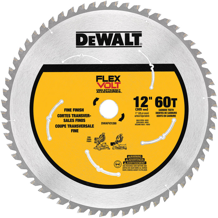 DeWalt DWAFV31260 12" 60T Carbide Flexvolt Miter Saw Blade