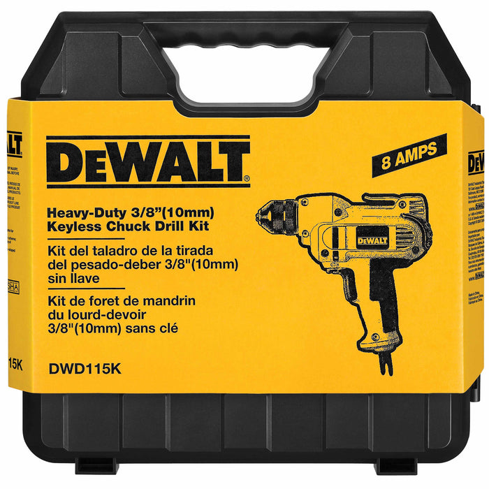 DeWalt DWD115K Heavy-Duty 3/8" VSR Mid-handle Drill Kit with Keyless Chuck - 13