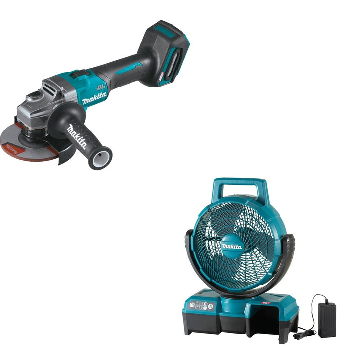 Makita GAG01Z 40V max XGT 4-1/2" / 5" Angle Grinder W/ CF001GZ 40V max XGT Cordless 9-1/4" Fan