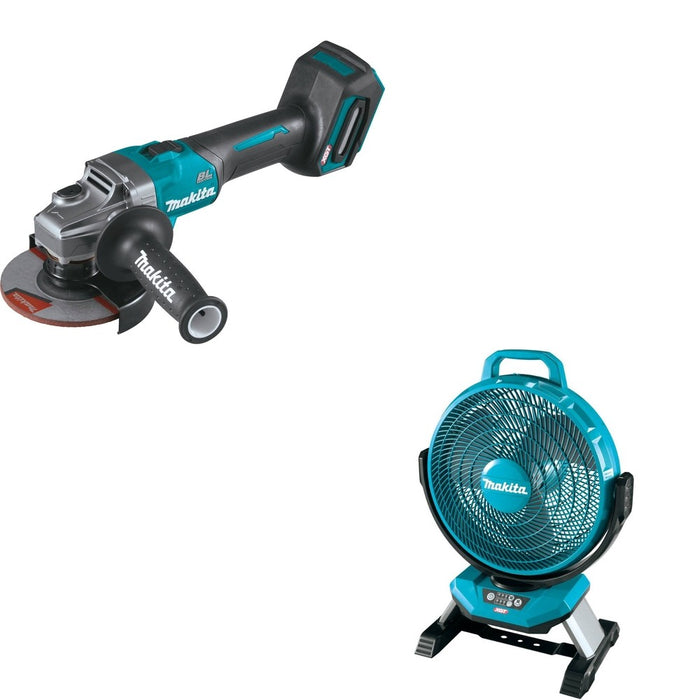 Makita GAG01Z 40V max XGT 4-1/2" / 5" Angle Grinder W/ CF002GZ 40V max XGT Cordless 13" Fan