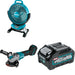 Makita GAG13Z 4-1/2" / 5" W/ CF002GZ 40V max XGT Cordless 13" Fan and BL4040 4.0Ah Battery