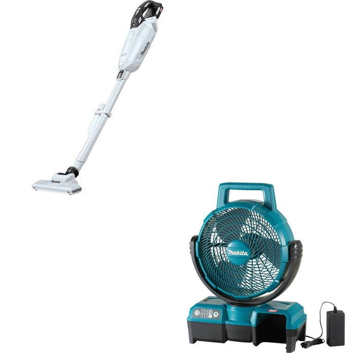 Makita GLC02Z 40V max XGT Brushless Cordless 4-Speed Compact Stick Vacuum W/ CF001GZ 9-1/4" Fan