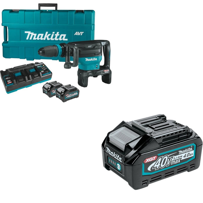 Makita GMH02PM 28 lb. AVT Demolition Hammer Kit W/ BL4040 40V max XGT 4.0Ah Battery
