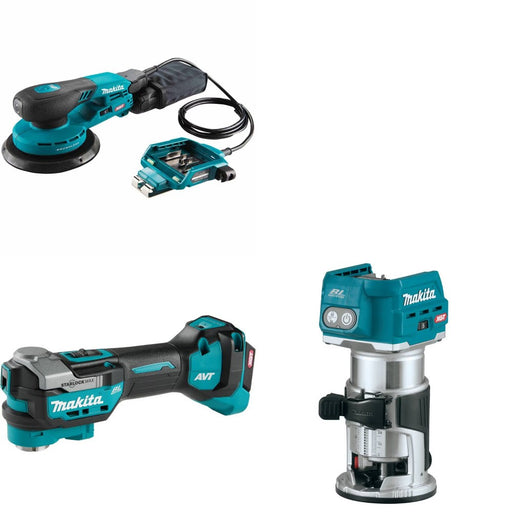 Makita GOB01CZ 40V 6" Random Orbit Sander Kit W/ GMT01Z Multi-Tool and FREE GTR01Z Compact Router