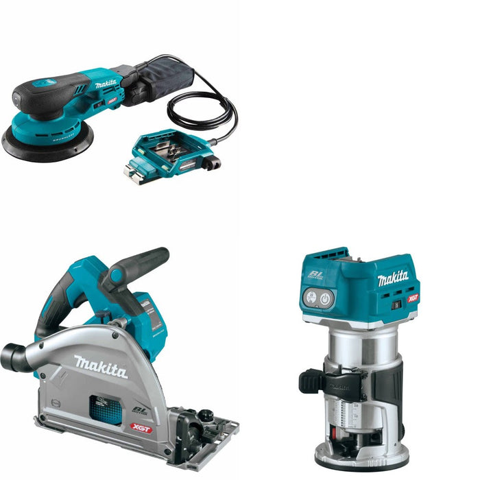 Makita GOB01CZ 40V Random Orbit Sander Kit W/ GPS01Z Plunge Saw and FREE GTR01Z Router