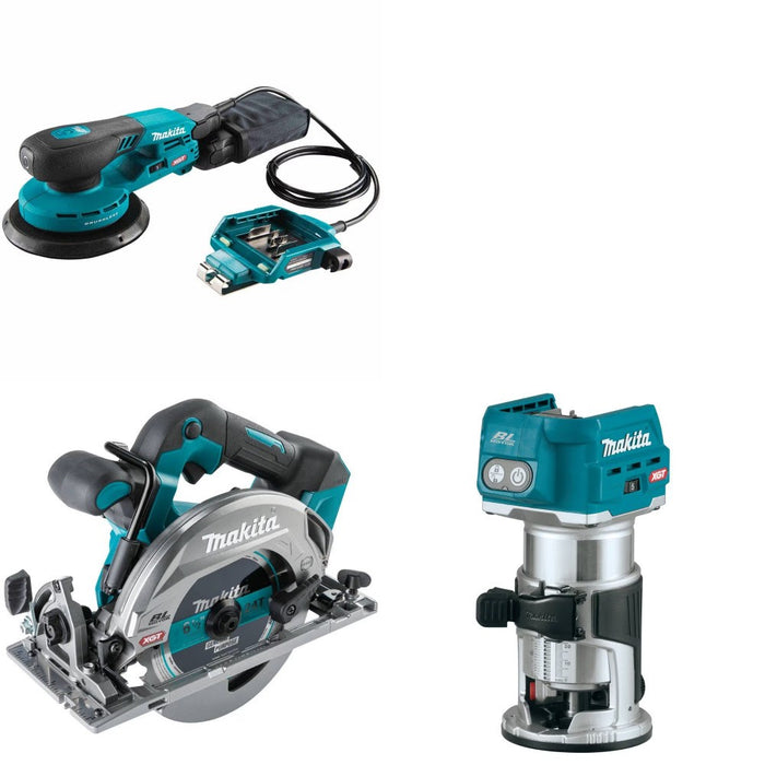 Makita GOB01CZ 40V 6" Random Orbit Sander Kit W/ GSH05Z 6-1/2" Saw and FREE GTR01Z Router