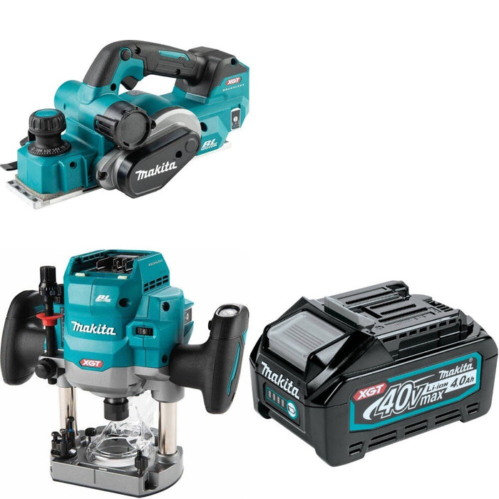 Makita GPK01Z Planer Kit W/ GPR01Z Plunge Router and FREE BL4040 Battery