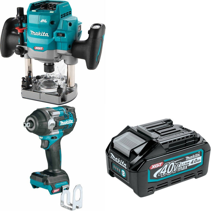 Makita GPR01Z Plunge Router Kit W/ Impact Wrench and FREE 4.0Ah Battery