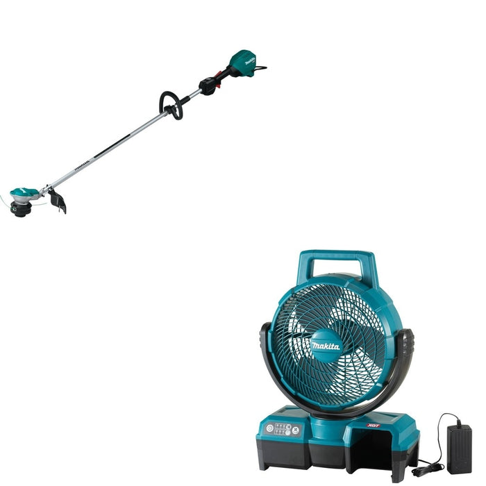 Makita GRU01Z 40V max XGT 15" String Trimmer W/ CF001GZ 40V max XGT Cordless 9-1/4" Fan