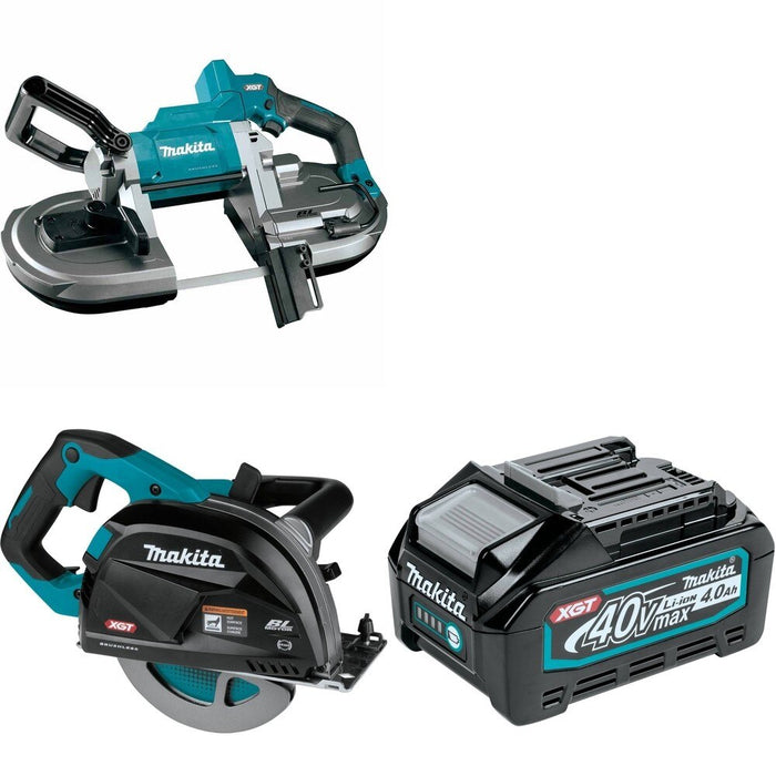 Makita GSC01Z Metal Cutting Saw W/ GBP01Z Portable Band Saw and FREE BL4040 Battery