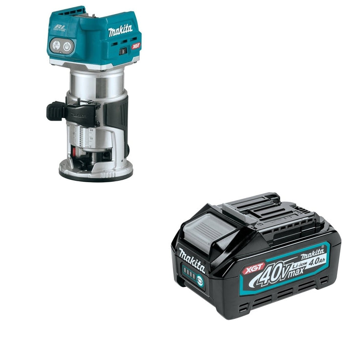 Makita GTR01Z 40V max XGT Brushless Cordless Compact Router W/ BL4040 40V max XGT 4.0Ah Battery