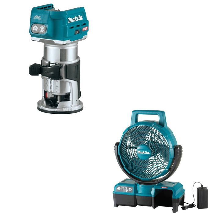 Makita GTR01Z 40V max XGT Brushless Cordless Compact Router, Tool Only W/ CF001GZ 9-1/4" Fan