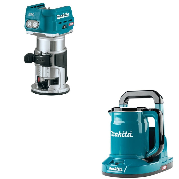 Makita GTR01Z 40V max XGT Brushless Cordless Compact Router, Tool Only W/ GTK01Z Hot Water