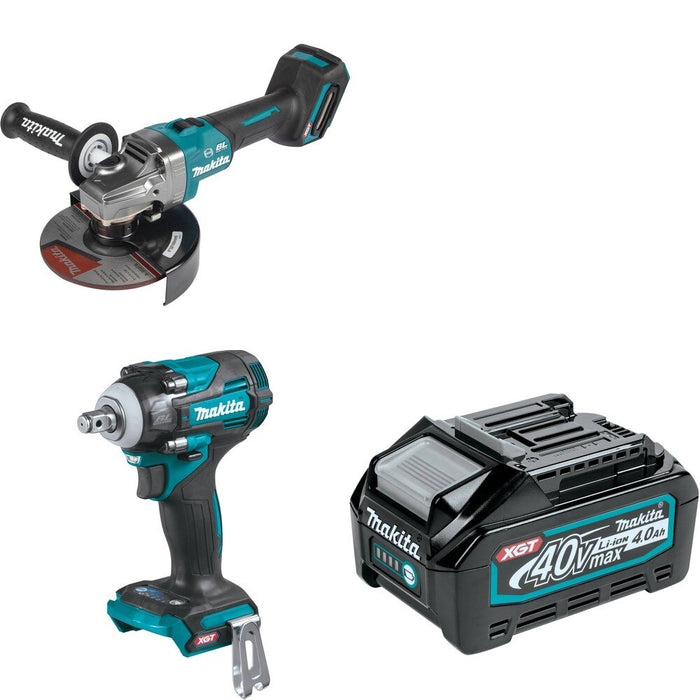 Makita GWT04Z Impact Wrench W/ GAG07Z Angle Grinder and FREE BL4040 Battery