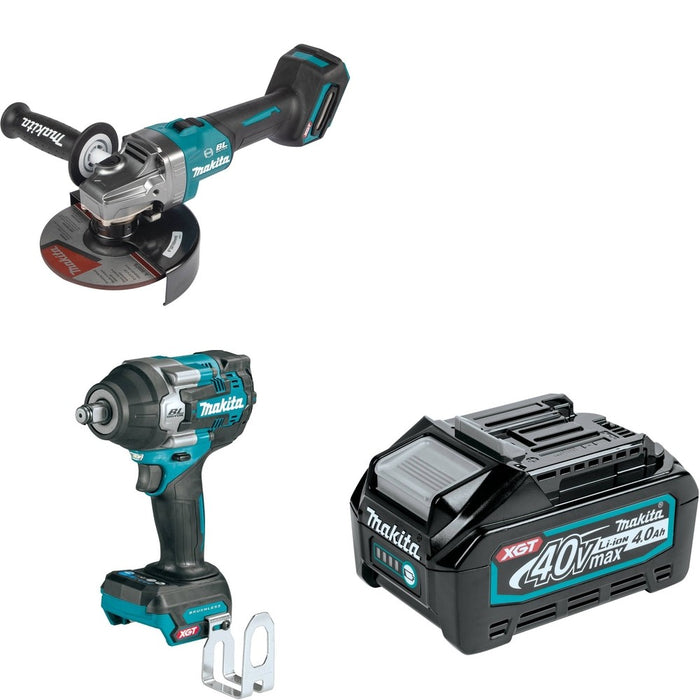 Makita GWT07Z Impact Wrench W/ GAG07Z Angle Grinder and FREE BL4040 Battery